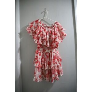 MISA Los Angeles Isella Dress Floral Print Ruffle‎ Tiered Mini Dress Cottagecore